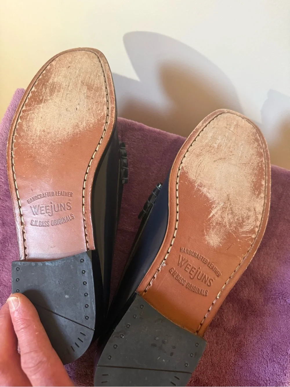 G.H. Bass & Co. Navy to Blue Gradient Leather Penny Loafers